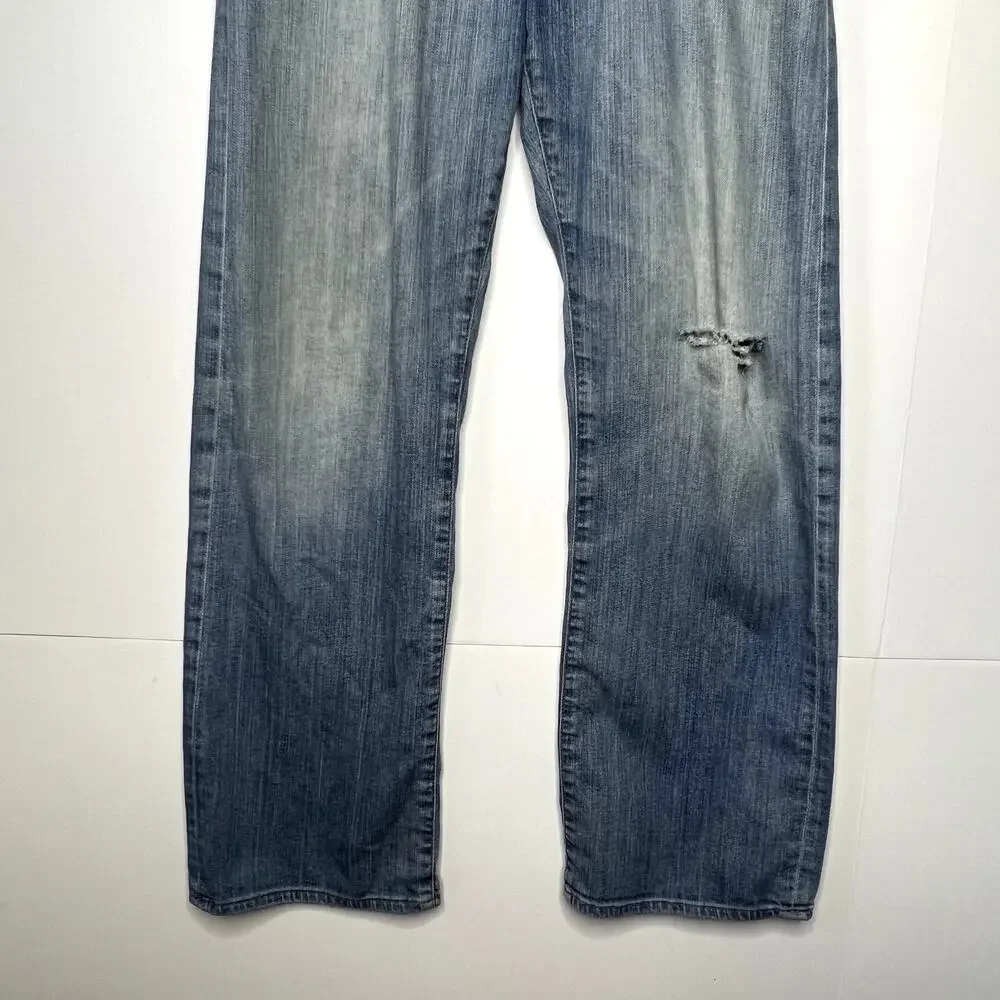 Adriano Goldschmied AG Protege Straight Leg Jeans Light Wash Mens 31R Distressed
